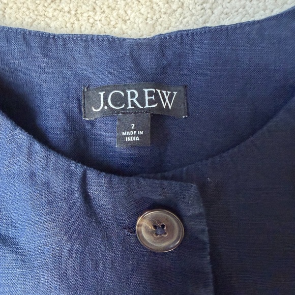 J. Crew Crewneck navy vest in linen, size 2 - Picture 3 of 4